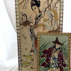 Elegant Embroidered Asian Lady in Kimono